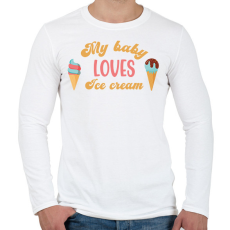 PRINTFASHION My baby loves ice cream - Pregnant - Férfi hosszú ujjú póló - Fehér