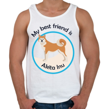 PRINTFASHION My best friend - Akita Inu - Férfi atléta - Fehér atléta, trikó