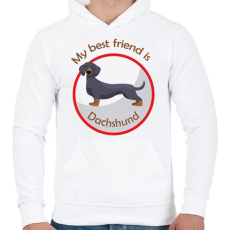 PRINTFASHION My best friend - Dachshund - Férfi kapucnis pulóver - Fehér