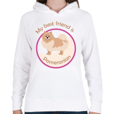 PRINTFASHION My best friend - Pomeranian - Női kapucnis pulóver - Fehér