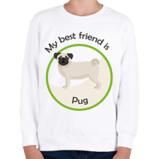 PRINTFASHION My best friend - Pug - Gyerek pulóver - Fehér gyerek pulóver, kardigán