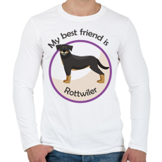 PRINTFASHION My best friend - Rottwiler - Férfi hosszú ujjú póló - Fehér