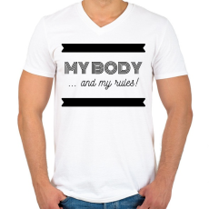 PRINTFASHION My body and my rules - Férfi V-nyakú póló - Fehér