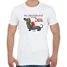 PRINTFASHION "My dachshund is a little DEVIL" - Férfi póló - Fehér férfi póló