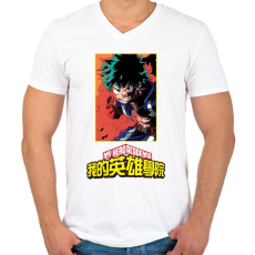 PRINTFASHION My Hero Academia - Férfi V-nyakú póló - Fehér
