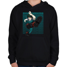 PRINTFASHION My Hero Academia Izuku Midoriya - Gyerek kapucnis pulóver - Fekete