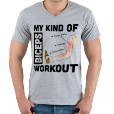 PRINTFASHION My Kind Of BICEPS Workout  /w/ - Férfi V-nyakú póló - Sport szürke
