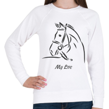 PRINTFASHION My life - Lovas minta2 - Női pulóver - Fehér női pulóver, kardigán