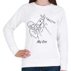 PRINTFASHION My life - Lovas minta - Női pulóver - Fehér