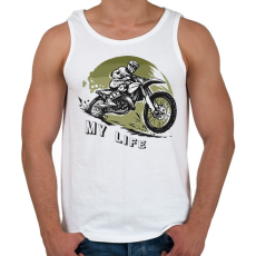 PRINTFASHION My life - Motoros minta - Férfi atléta - Fehér