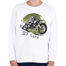 PRINTFASHION My life - Motoros minta - Gyerek pulóver - Fehér