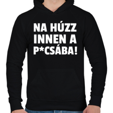 PRINTFASHION NA HÚZZ INNEN A PICSÁBA - Férfi kapucnis pulóver - Fekete férfi pulóver, kardigán