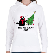 PRINTFASHION Na mi van cica karácsony - Női kapucnis pulóver - Fehér női pulóver, kardigán