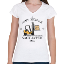 PRINTFASHION Nagy fiúknak nagy játék - Női V-nyakú póló - Fehér női póló