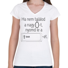 PRINTFASHION Nagy Ő - Női V-nyakú póló - Fehér női póló