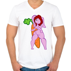 PRINTFASHION Nagy répa - Férfi V-nyakú póló - Fehér