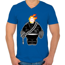 PRINTFASHION Nagy szellem - Férfi V-nyakú póló - Királykék férfi póló