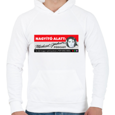 PRINTFASHION Nagyító alatt MJ 3 - Férfi kapucnis pulóver - Fehér