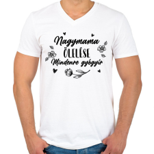 PRINTFASHION Nagymama ölelése - Fekete - Férfi V-nyakú póló - Fehér férfi póló