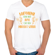 PRINTFASHION Nagymama olyan mint anya  - Férfi V-nyakú póló - Fehér