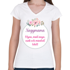 PRINTFASHION Nagymama olyan mint anya - Női V-nyakú póló - Fehér