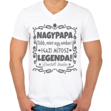 PRINTFASHION Nagypapa legenda - Férfi V-nyakú póló - Fehér