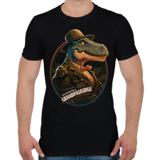 PRINTFASHION Nagypapaszaurusz T-REX Grandpasaurus - Férfi póló - Fekete férfi póló