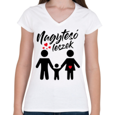 PRINTFASHION Nagytesó leszek - Női V-nyakú póló - Fehér
