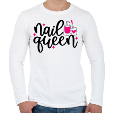 PRINTFASHION Nail Queen - Férfi hosszú ujjú póló - Fehér