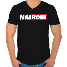 PRINTFASHION NAIROBI - Férfi V-nyakú póló - Fekete férfi póló