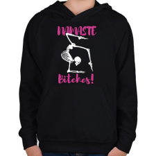 PRINTFASHION Namaste Bitches! - Fehér - Gyerek kapucnis pulóver - Fekete gyerek pulóver, kardigán