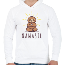 PRINTFASHION Namaste - Lajháros - Férfi kapucnis pulóver - Fehér