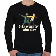 PRINTFASHION namastee and shit - Férfi hosszú ujjú póló - Fekete