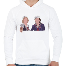 PRINTFASHION Nancy&Steve ST - Férfi kapucnis pulóver - Fehér