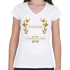 PRINTFASHION Nándor - Női V-nyakú póló - Fehér női póló