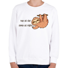 PRINTFASHION Nap all day Sleep all night lajhár - Gyerek pulóver - Fehér gyerek pulóver, kardigán