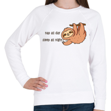 PRINTFASHION Nap all day Sleep all night lajhár - Női pulóver - Fehér