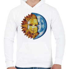 PRINTFASHION Nap és Hold - Férfi kapucnis pulóver - Fehér férfi pulóver, kardigán