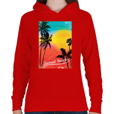 PRINTFASHION Napos part - Női kapucnis pulóver - Piros női pulóver, kardigán
