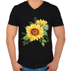 PRINTFASHION napraforgó  - Férfi V-nyakú póló - Fekete