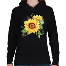 PRINTFASHION napraforgó  - Női kapucnis pulóver - Fekete női pulóver, kardigán