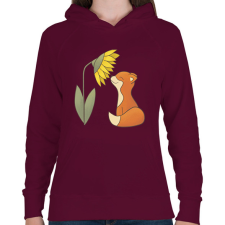 PRINTFASHION Napraforgót szagoló róka - Női kapucnis pulóver - Bordó női pulóver, kardigán