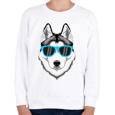 PRINTFASHION Napszemüveges Husky - Gyerek pulóver - Fehér gyerek pulóver, kardigán