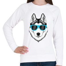 PRINTFASHION Napszemüveges Husky - Női pulóver - Fehér