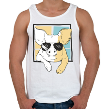 PRINTFASHION Napszemüveges malac - Férfi atléta - Fehér atléta, trikó