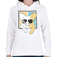 PRINTFASHION Napszemüveges malac - Női kapucnis pulóver - Fehér