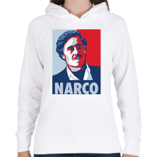 PRINTFASHION NARCO (Pablo Escobar) - Női kapucnis pulóver - Fehér női pulóver, kardigán