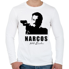 PRINTFASHION Narcos - Férfi hosszú ujjú póló - Fehér férfi póló