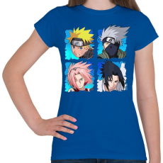 PRINTFASHION Naruto 4 karakter - Női póló - Királykék
