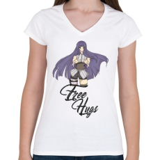 PRINTFASHION Naruto (Hinta/Free Hugs) - Női V-nyakú póló - Fehér